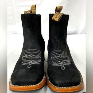 Arizona Men's Black and Tan Charro Chelsea Western Boots Size 9